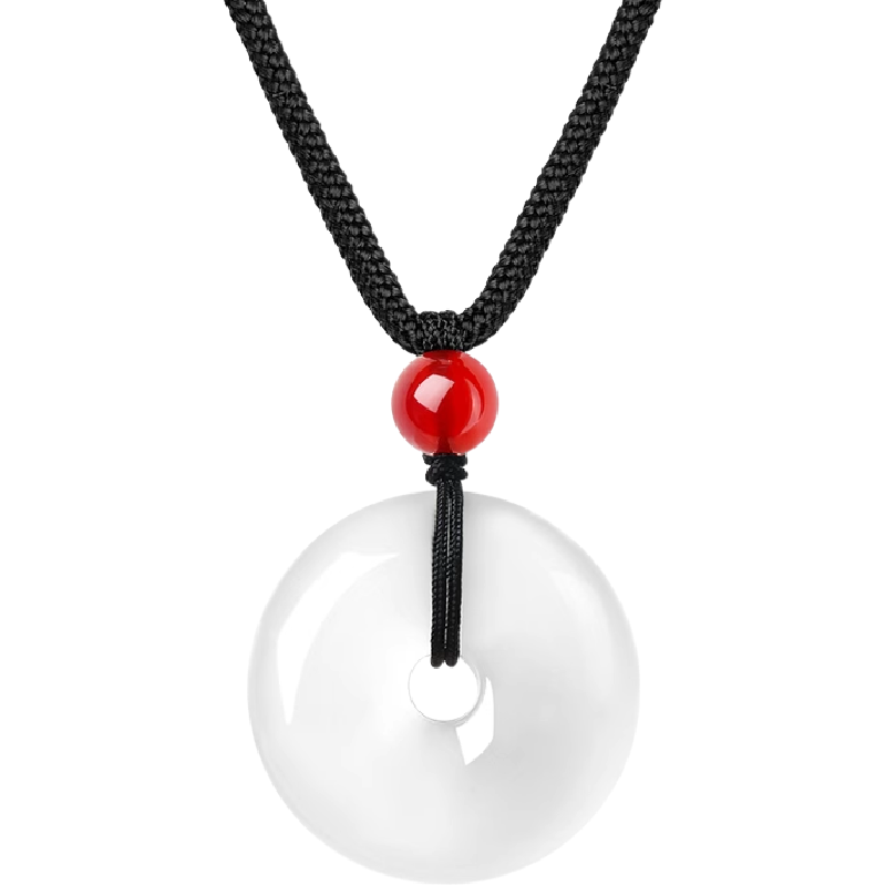 中国黄金白玉髓平安扣项链男女转运珠情侣吊坠生日中秋礼物送女友