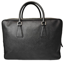 95 new Prada black leather triangle logo briefcase handbag mens bag original price 31000
