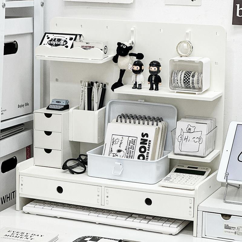 Perforated board storage rack desktop storage box student dormitory desk stationery storage shelf office station organization