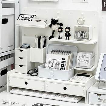 Perforated board storage rack desktop storage box student dormitory desk stationery storage shelf office station organization