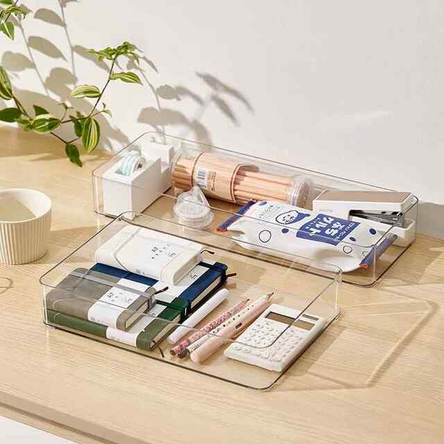 Complete Collection of Desktop Supplies, Transparent Acrylic Sticky Notes, Small Items Storage Boxes, Narrow and Long Storage Baskets, Storage Racks