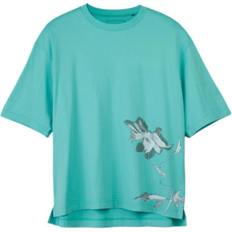 Y-3 圆领图案印花短袖T恤 男女同款 蓝色