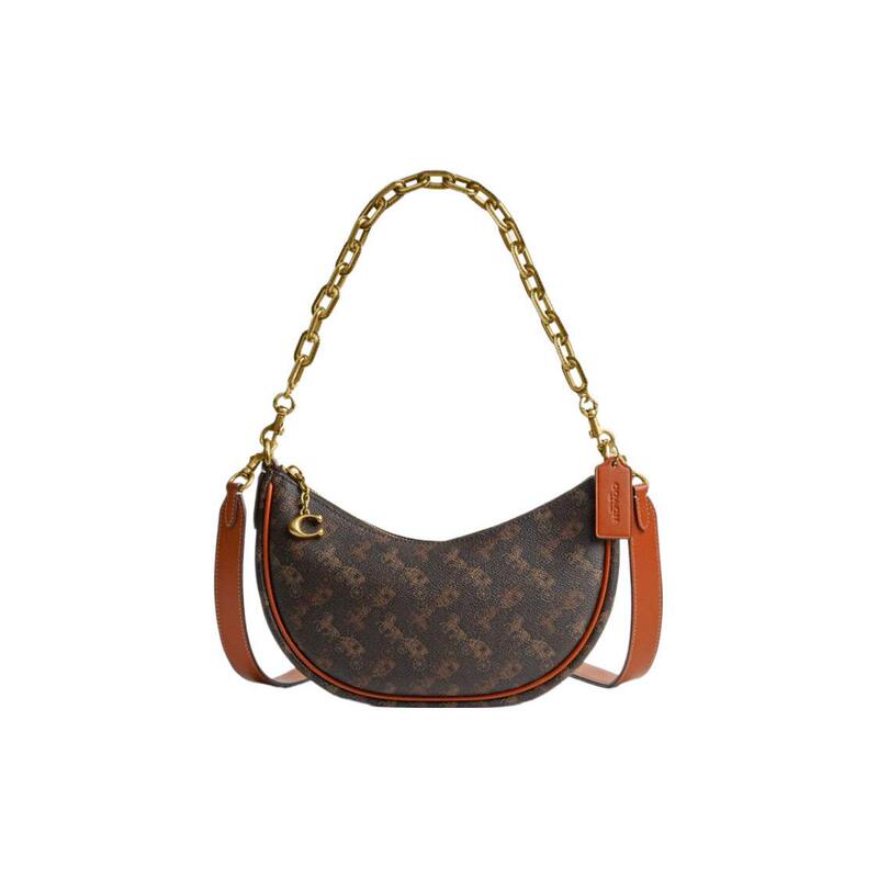 Unused Coach Mira 24 Canvas and Leather Coffee and Brown Medium-Sized Monogram Shoulder Bag