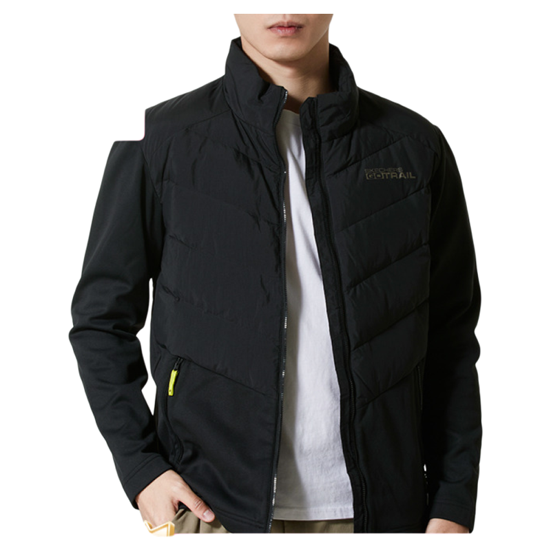 斯凯奇官方男装2025秋冬新款休闲保暖外套短款针织轻薄羽绒外套