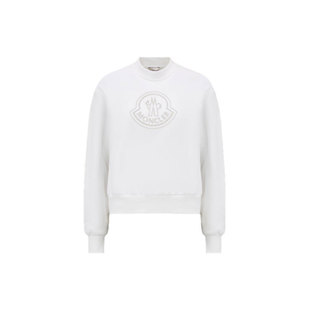 女款 纯色Logo刺绣圆领套头卫衣 白色 FW22 Moncler