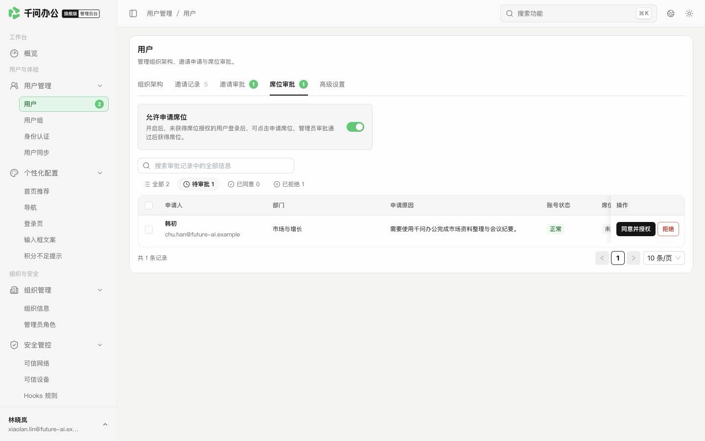 QwenWork 产品界面