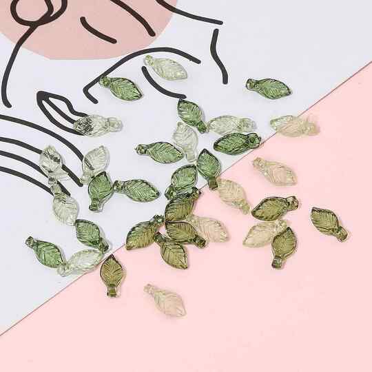 10 Japanese-Style Versatile Green Transparent Small Leaf Acrylic DIY Handmade Jewelry Earring Accessories Materials