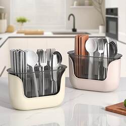 High-End New Model Kitchen Countertop Spoon and Cutlery Storage Rack with Drainage Compartments, Chopstick Holder Basket
