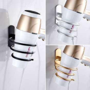Manufacturer hair dryer rack without punching space aluminum bathroom rack hair dryer stand wall-mounted air duct storage rack