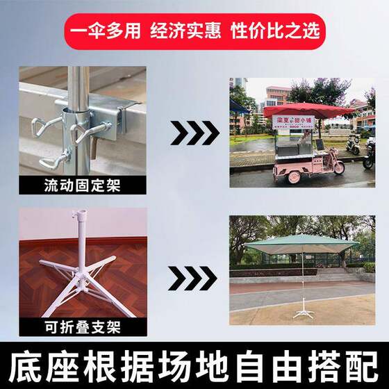 Special umbrella for stalls, outdoor courtyard, sunny and rainy, windproof and reinforced, heavy rain, folding oversized commercial sun umbrella