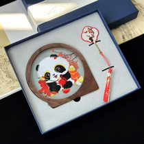Suzhou embroidery pure handmade double-sided embroidered walnut wood ornaments gift box set Welcome the Spring and Bring Good Luck Intangible Cultural Heritage Business Souvenir