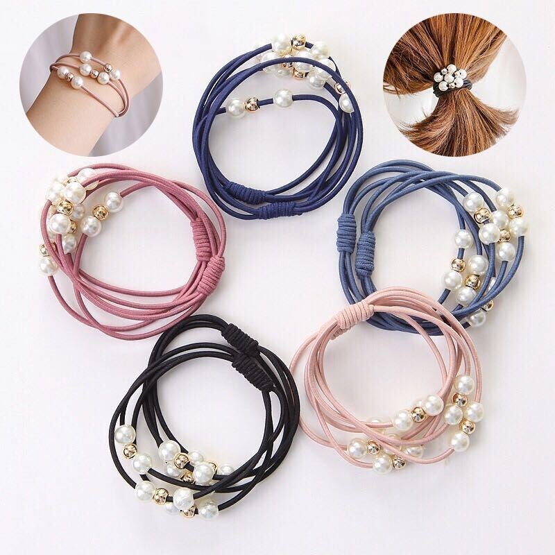 (Article 5-50) Korean temperament 100 hitch pearl gold pearl nine-bead hair ring multilayer leather gluten hair ring pellet head haircut