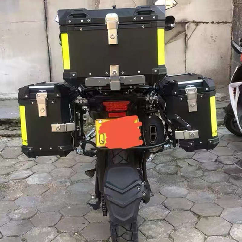 Motorcycle Aluminum Alloy Quick-Release Tail Box, Universal Storage Three-Box Set, Electric Vehicle Tail Box Side Box