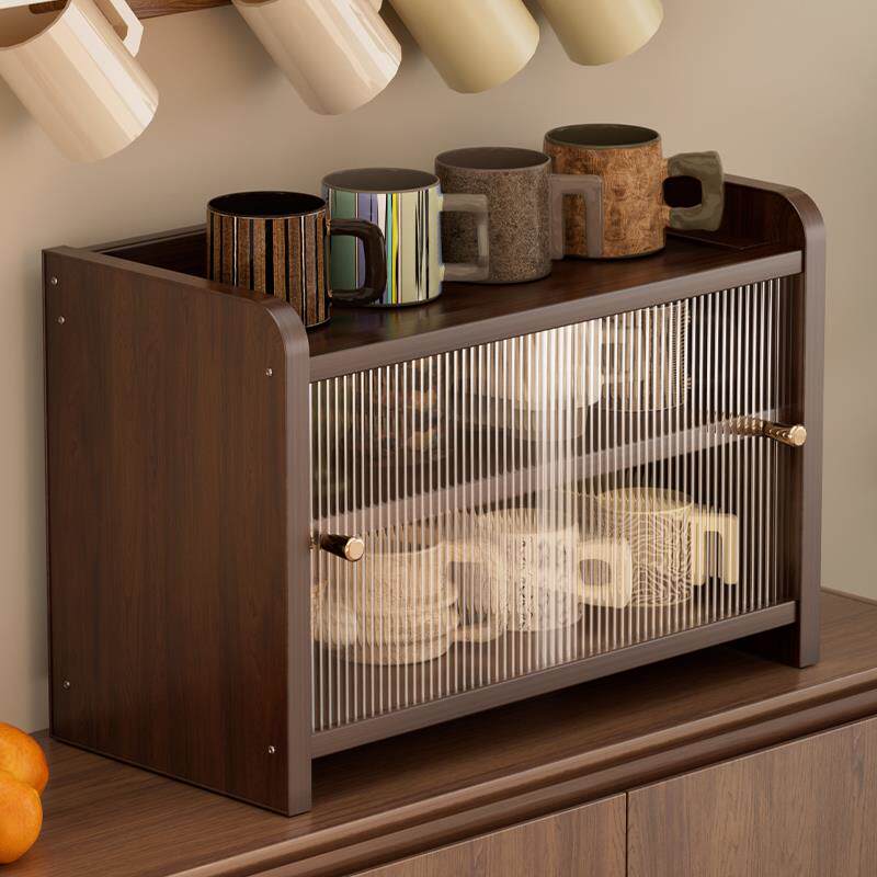Desktop storage rack household acrylic living room kitchen countertop removable tea set storage study room finishing dustproof cup holder