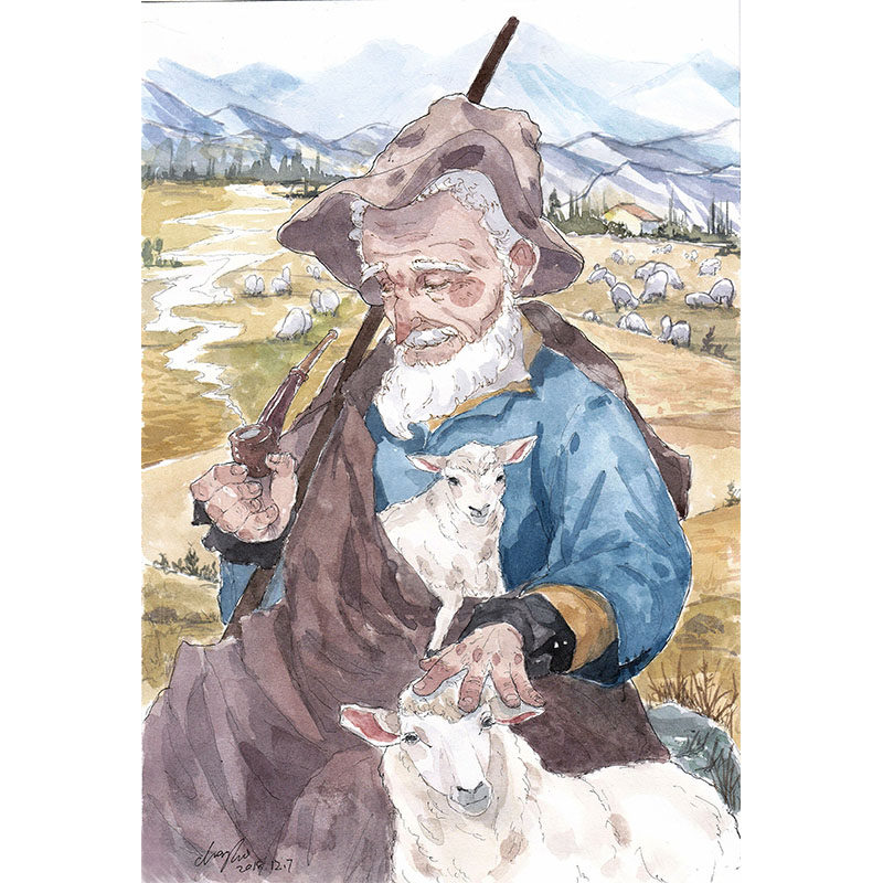 (new products ex-gratia) Guochao artist City Hui (absurd 7 pottery art room or shepherd) limited edition painting