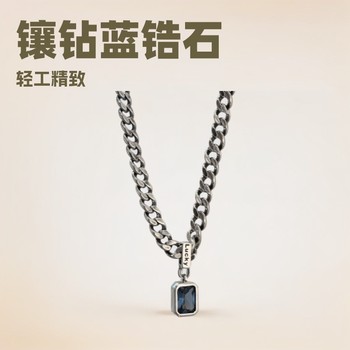 Diamond Blue Zircon Necklace Women's Niche Design Heavy Industry Simple Thick Chain Lucky Clavicle Chain 2022 Trendy
