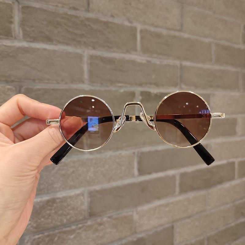 🔥儿童男孩复古不伤眼金属圆形墨镜，港风萌太阳镜，潮女圆框必备！🌞