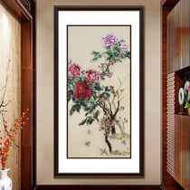 Fine Suzhou embroidery pure hand embroidery Peony new Chinese style living room study hanging painting collection gift