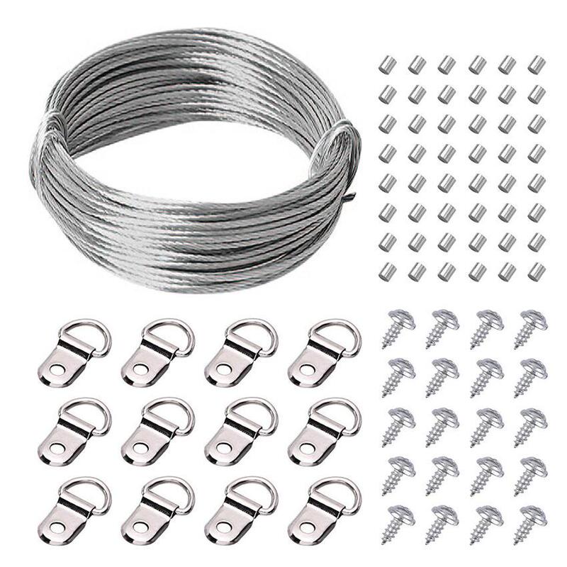 Cross-Border 131 Pieces 30m Wire D-Shaped Hook Combination Picture Frame Hanging Rope Hanging Wire Hook Buckle Set Hardware Parts Cross-Border 131 Pieces 30m Wire D-Shaped Hook Combination Picture Frame Hanging Rope Hanging Wire Hook Buckle Set Hardware Parts