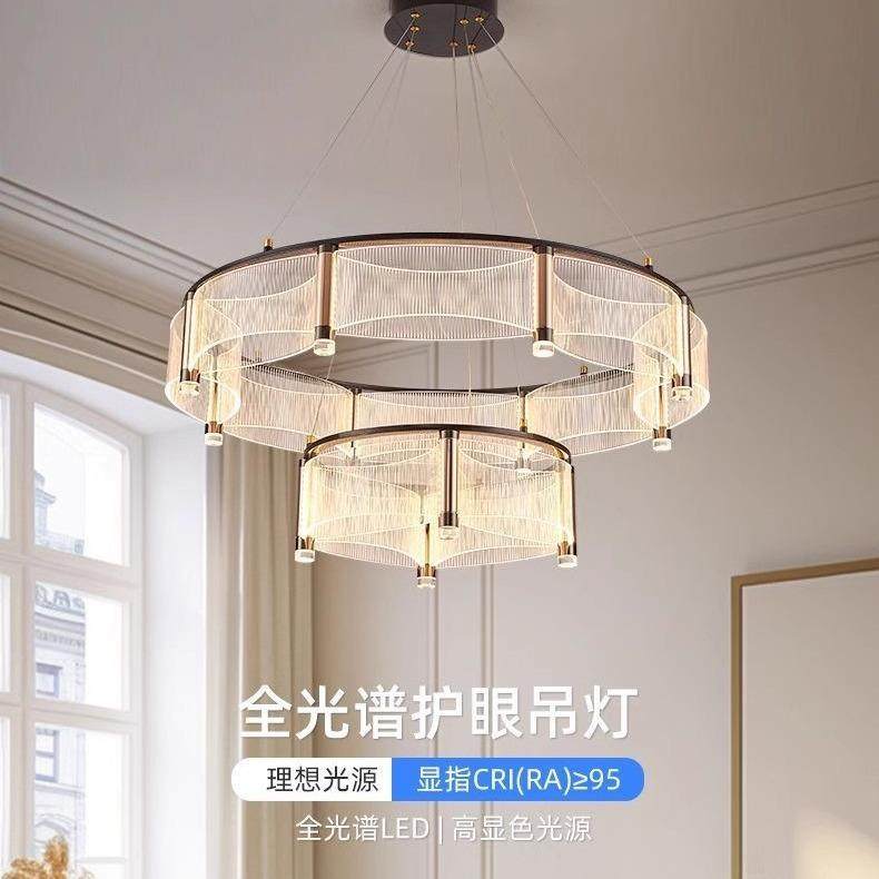 客厅吊灯意式极简现代简约轻奢高级感大气高端灯具圆环大厅主灯-Taobao