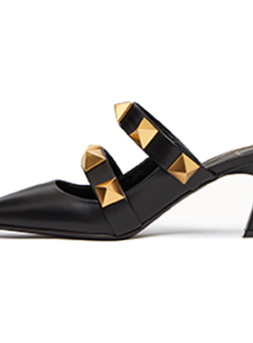 Valentino/华伦天奴 Roman Stud 小牛皮高跟鞋 女款 黑色