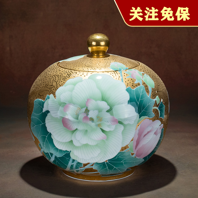 Master of the Provincial Master Handpainted 999 True Gold Golden Craftsmanship First Man Province Artificial Beauty Master Shaw Jianhui Tea Leaf Jars