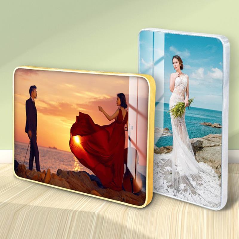 Modern Minimalist Leather Carving Photo Frame Display Stand, Custom Crystal Baby Family Portrait Photo Frame, Wedding Photo Wall Hanging