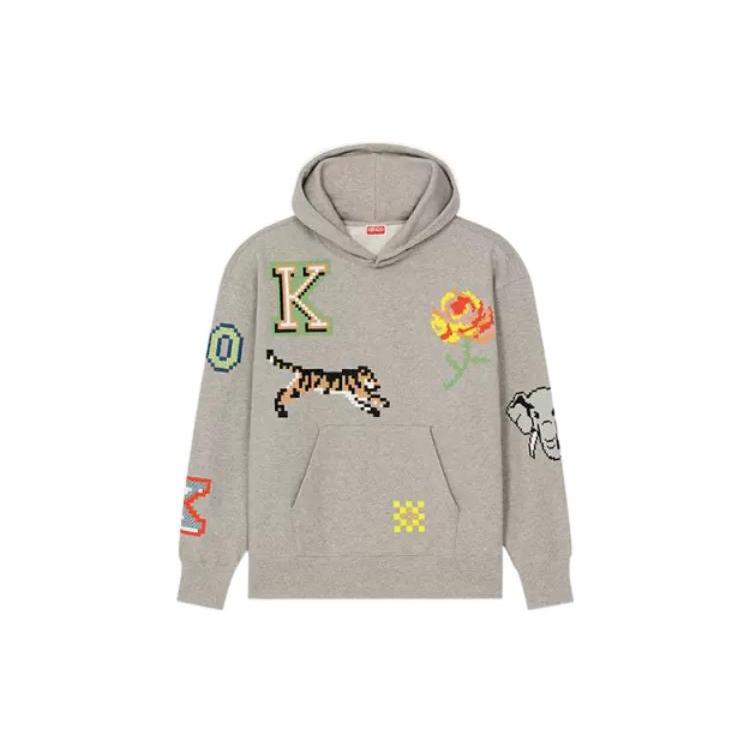KENZO x Nigo 联名款 SS23 像素风系列 像素老虎字母印花连帽套头