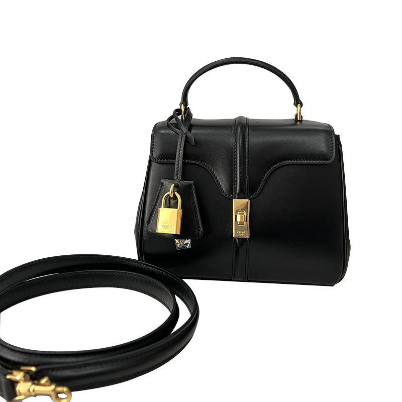 [98% New] Celine Mini Black and Gold Women's Shoulder Crossbody Handbag, Genuine from the Store