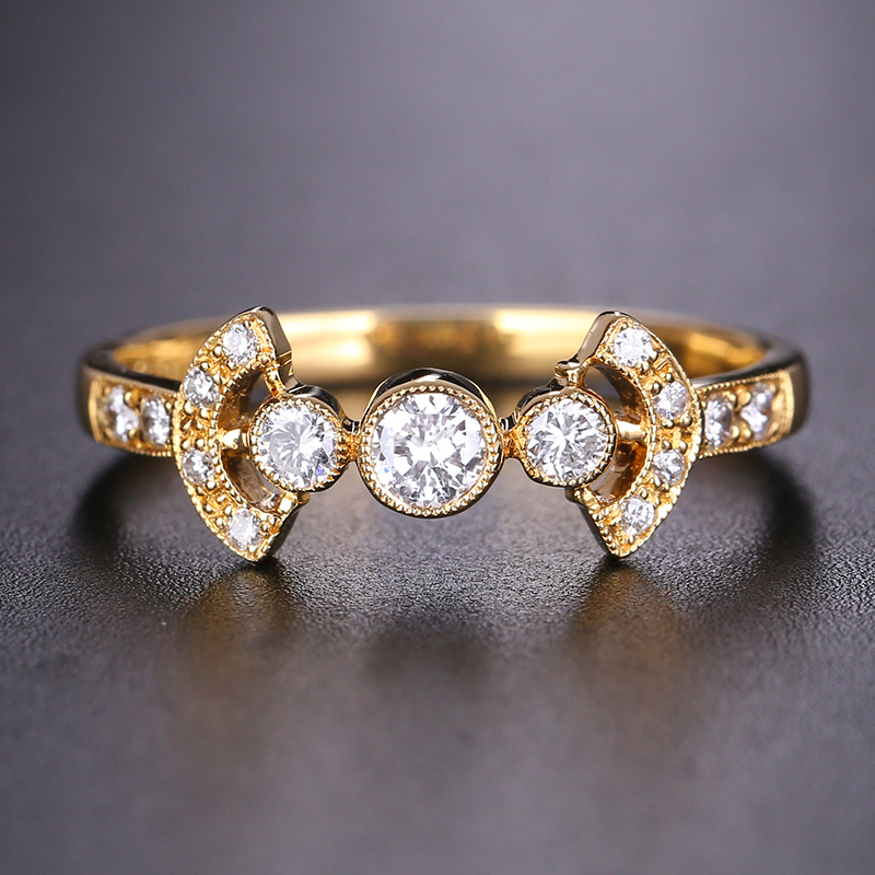 Total 0.29Ct Diamond Ring 18K Gold 2134H3