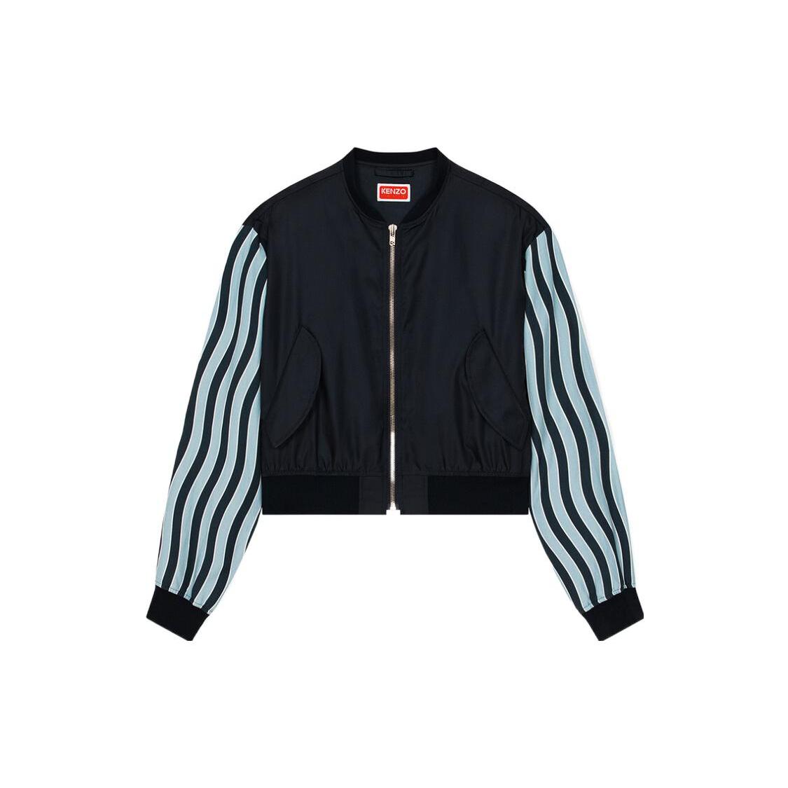 KENZO SS23 Logo字母标贴波浪条纹夹克外套 男款 蓝色