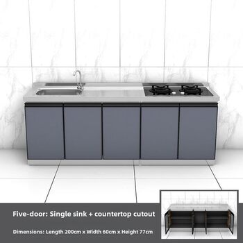 60 wide stainless steel cabinet waterproof stove cabinet sink integrated cabinet home rental economic cabinet simple kitchen