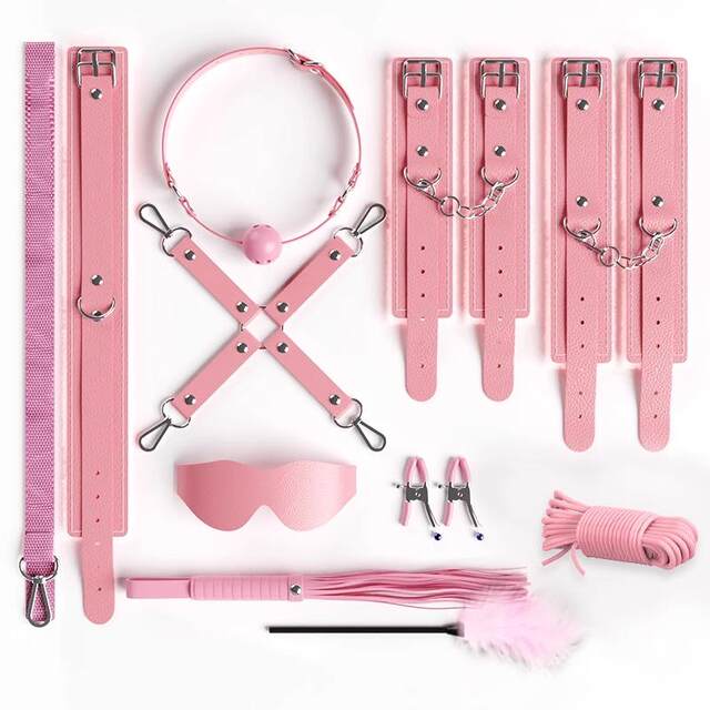 Conditioning education male and female friends props binding traction rope props female plush leather spanking tool set