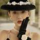 M005 French Hepburn black top hat, versatile and elegant, mesh-covered wedding photography, fashionable British style hat