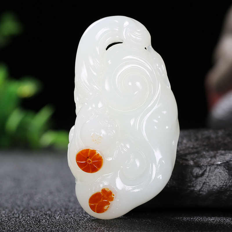 中国古美術品　清の時代　和田白玉 砡　童子如意　蘇工　53g 私藏明清中期和田白玉老玉双童子玉佩持荷提油脂白古董