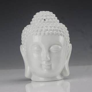 Cross-border ceramic crafts white thai peace buddha head candle essential oil stove incense burner ceramic buddha statue