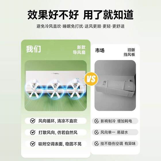 Air Conditioner Wind Deflector for Home Use, Silent Fan Blade to Prevent Direct Blowing, Small Fan Gadget with Suction Cup Wind Shield