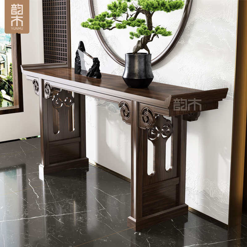 攀峰明式红木家具:缅甸花梨木条案玄关桌翘头案,一块玉端景台佛台,古韵新姿,家居美学新高度!🪑 -条案-淘宝百科网