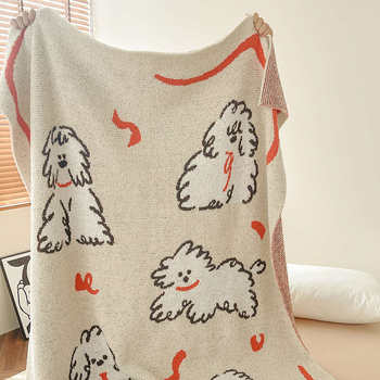 Original scribbled puppy half-sided velvet blanket soft fluffy blanket sofa casual blanket bed office nap cover blanket