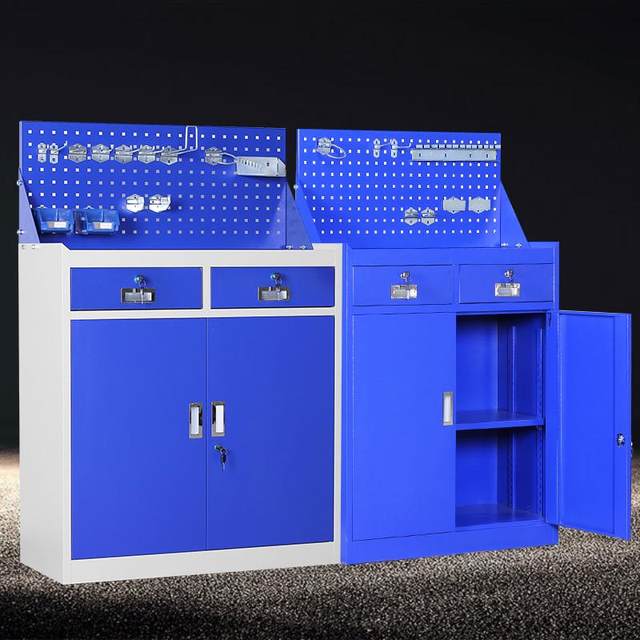 Workshop heavy duty tool cabinet factory iron storage cabinet auto repair hole board tool box with drawer hardware storage cabinet