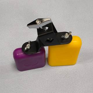 High-end treble cowbell orr percussion instrument low-pitched yellow and purple color-matching drum and bang accessories plastic wooden fish bang