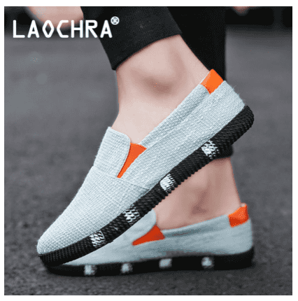 LAOCHRA Pure color fashion men's canvas shoes casual outdoor lazy shoes