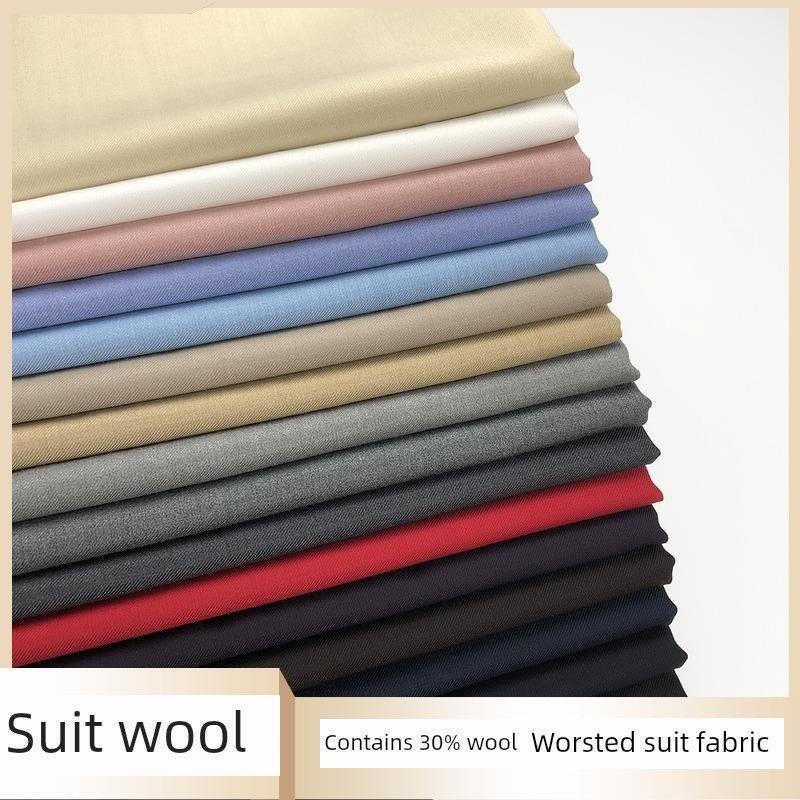 Spring and Autumn Formal Wear Wool Fabric Twill Fine-Spun Wool Polyester Suit Pants Skirt Vest Uniform with Wool Content Spring and Autumn Formal Wear Wool Fabric Twill Fine-Spun Wool Polyester Suit Pants Skirt Vest Uniform with Wool Content