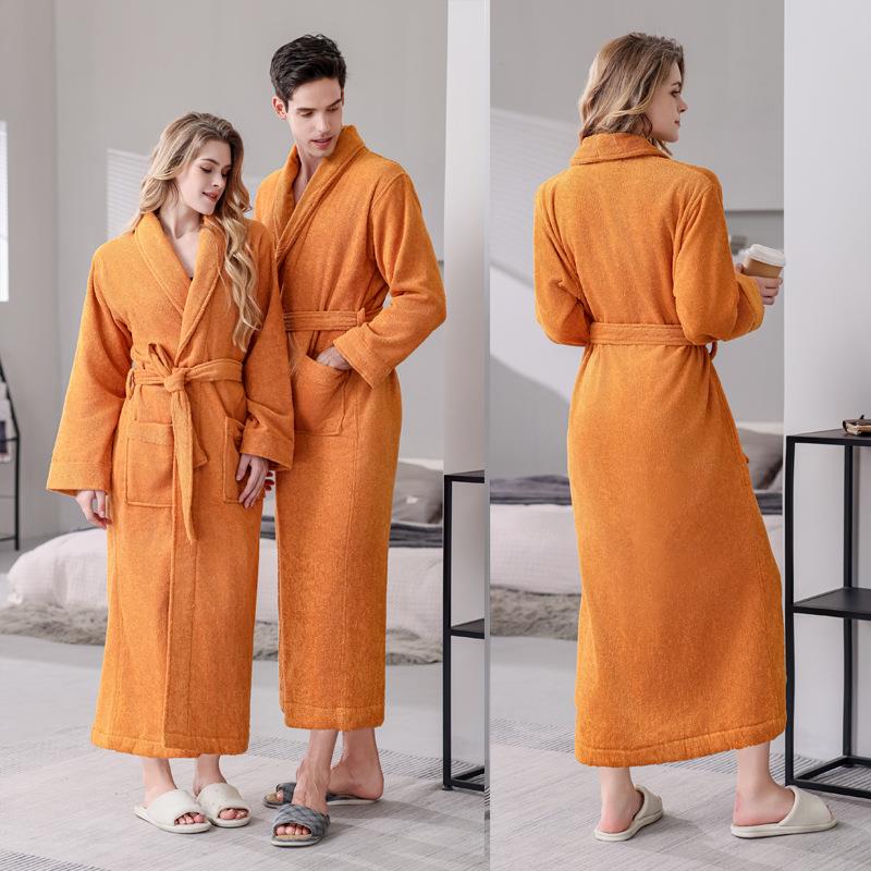 Pure Cotton Towel Material Bathrobe for Men and Women, Couple's Hotel Nightgown, Homestay Hotel Absorbent Bathrobe, Amazon