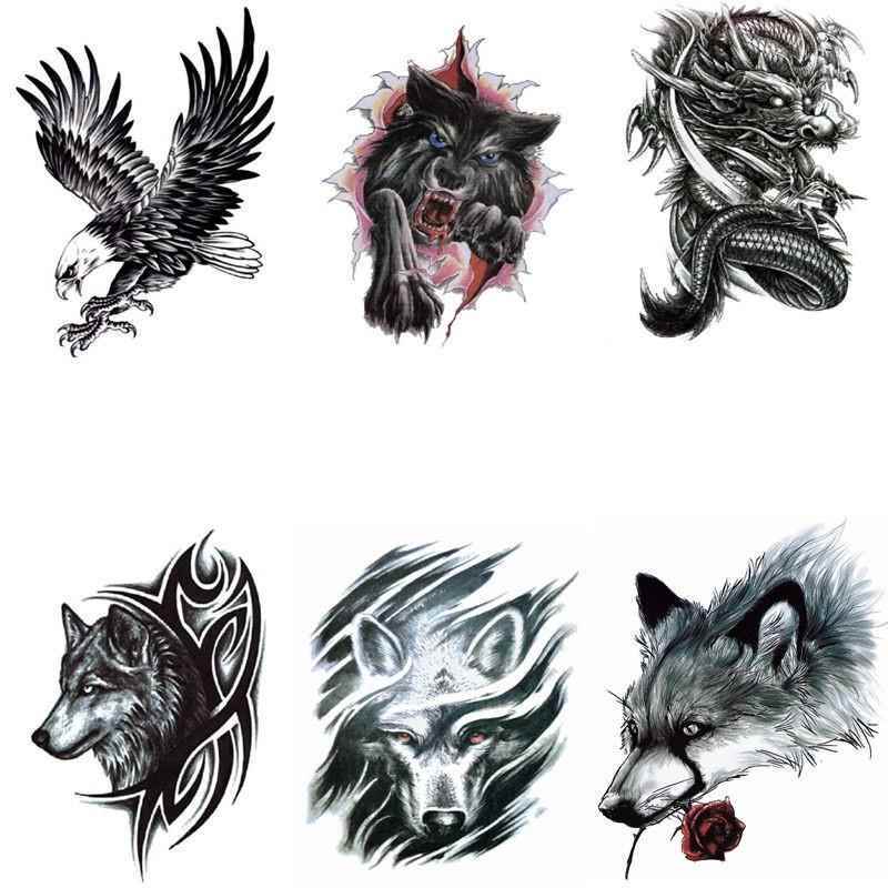 Social Tattoo Stickers for Men and Women, Waterproof and Long-Lasting, Student Stickers, Realistic Wolf Head, Dragon, Scorpion, Boys and Children Stickers