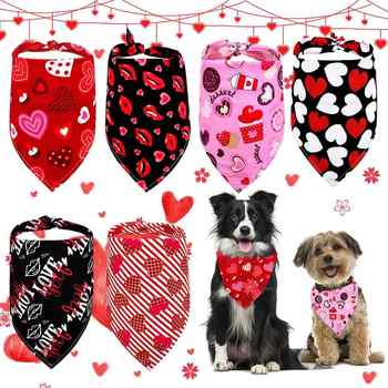 Cross-border new products valentine's day pet clothing love saliva towel dog triangle towel wedding holiday pet accessories