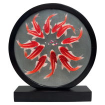 Fine Suzhou embroidery pure handmade double-sided embroidery table screen Carp Picture new Chinese style ornaments gift box collection and gift giving