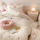 Sweet donuts warm alpaca velvet bed four-piece set winter thickened milk velvet coral velvet sheets and quilt cover