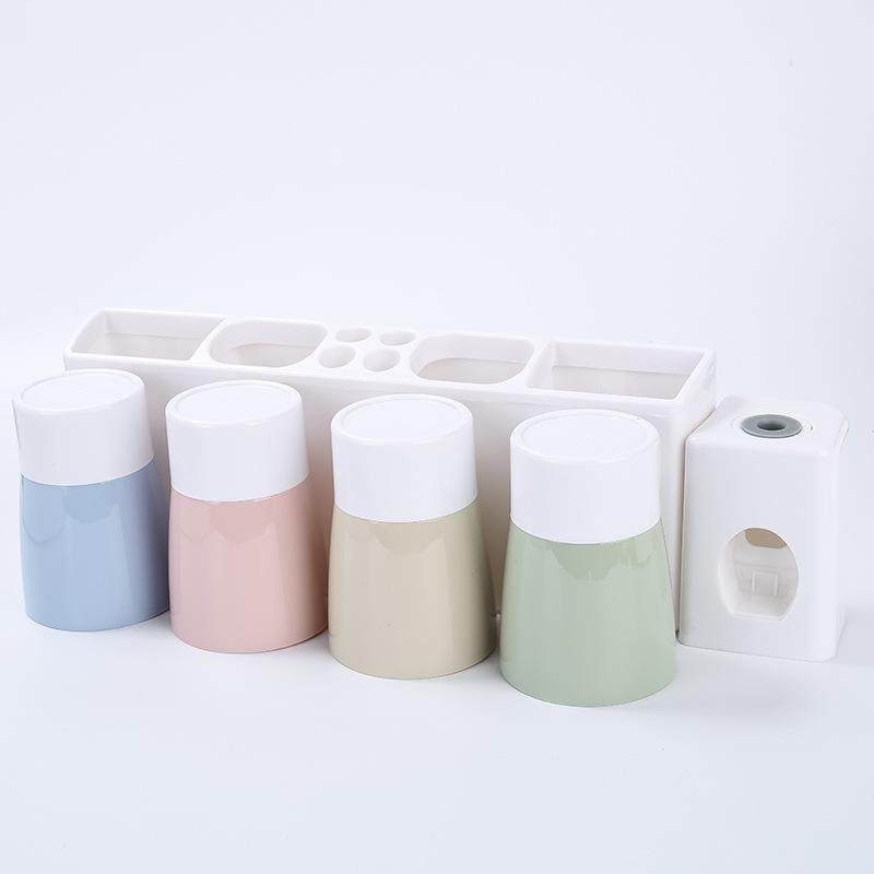 Powerful Adhesive Wall-Mounted Toothbrush Holder, No-Drill, 2/3/4 Slots, Toothbrush Cup Storage Rack, Bathroom Traceless Toothbrush Cup Holder Set