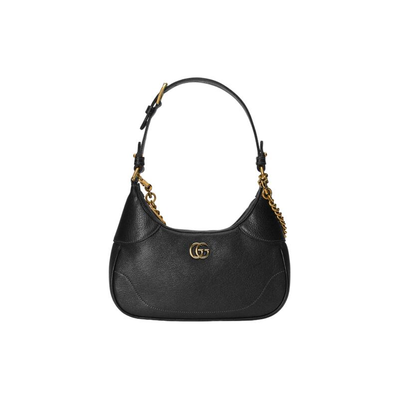 9.9 New Gucci/Gucci Aphrodite Double g Logo Leather Black Women's Small Shoulder Bag 9.9 New Gucci/Gucci Aphrodite Double g Logo Leather Black Women's Small Shoulder Bag